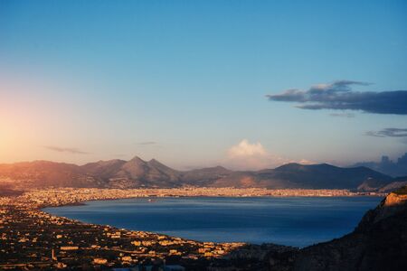 Spring view the city from a height of Trapani. Sicilyの写真素材