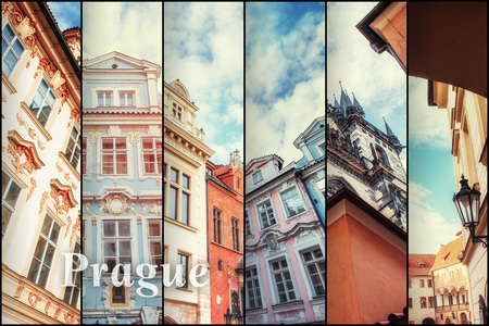 Creative collage view of the Prague architectural monuments withの写真素材