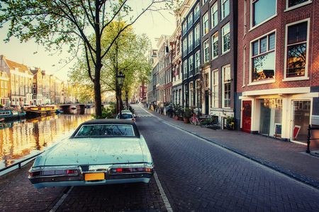 View a retro car. Amsterdam - Netherlands. Beauty world Europeの写真素材