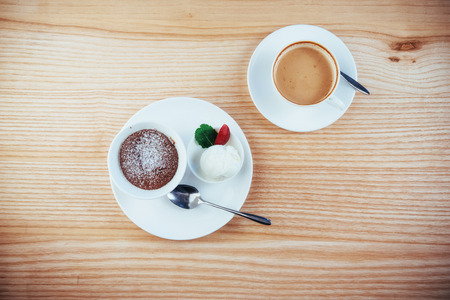 Cake ice cream with chocolate and cappuccinoの写真素材