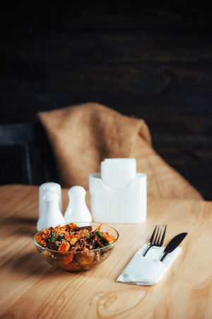 Salad with beef, carrots and sprinkled fasoli konzhutomの写真素材