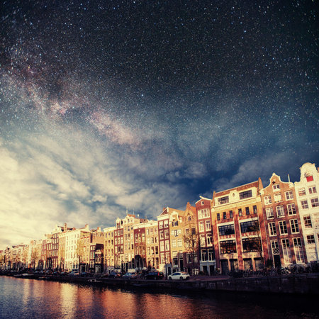 Beautiful night in Amsterdam illumination.の写真素材