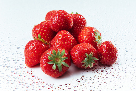 Tasty big ripe strawberry isolated on white backgroundの写真素材