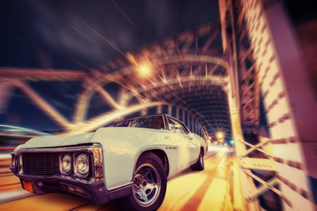 The headlights and the hood of a sports car