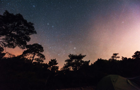 fantastic winter meteor shower and the snow-capped mountains