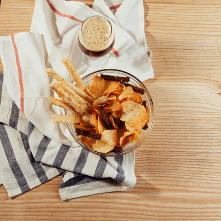 chips and crackers to beer. Advertising shooting menuの写真素材