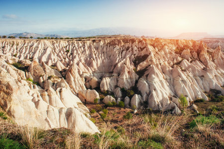 Fantastic sunrise over the Red Valley in Cappadocia, Anatolia, T