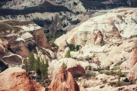 Beauty geological formations in Cappadocia, Turkey.の写真素材