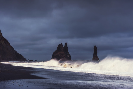 Reynisfjara black sand beach in Iceland. Beauty worldの写真素材