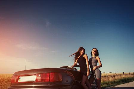 Young women at a photo shoot.の写真素材