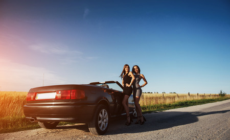 Young women at a photo shoot.の写真素材