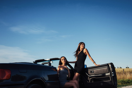 Young women at a photo shoot.の写真素材