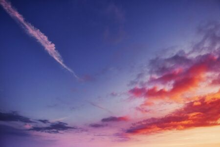 orange sky over the mountains. Carpathians Ukraine Europeの写真素材