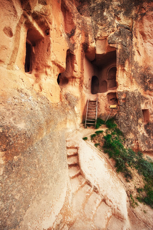 cave city in Cappadocia Turkeyの写真素材