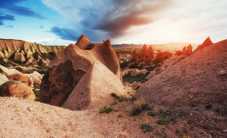 Amazing sunset over Cappadocia. Turkey. Europeの写真素材
