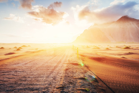 Magic sunset on a sandy beach. Beauty world. Turkeyの写真素材
