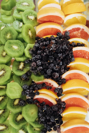 Different fresh fruits on the buffet table. Corporate event orの写真素材