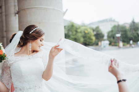 portrait of a beautiful girl in wedding dayの写真素材