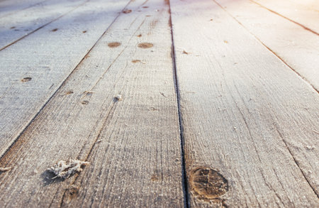 Blue wood texture with snow christmas backgroundの写真素材