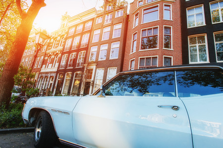 Amsterdam - Netherlands. Big beautiful windows of houses. Good wの写真素材