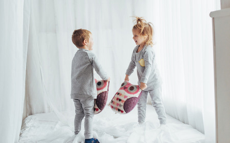 Children in pajamasの写真素材