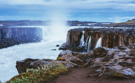 Fantastic views of Selfoss waterfall in the national park Vatnajの写真素材