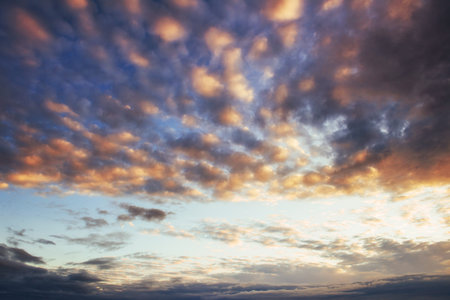Fantastic sunset in the mountains cumulus clouds