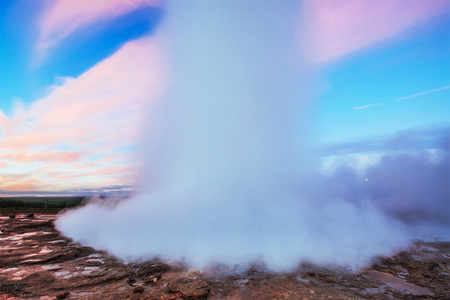 Strokkur geyser eruption in Iceland. Fantastic colors. Beautifulの写真素材
