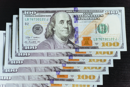 Background of 100 dollar billsの写真素材