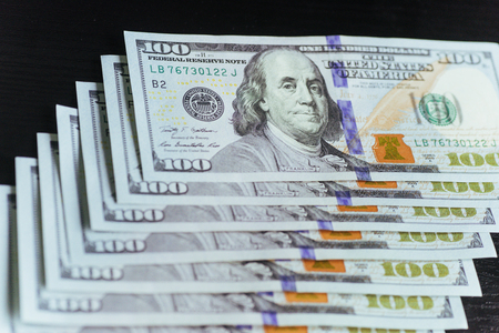 American Dollars. One Hundred Dollar Banknotes, 100の写真素材
