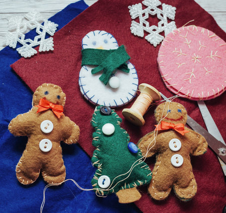 Christmas toy on a wooden table.