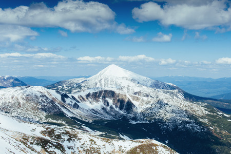 Mysterious winter landscape majestic mountainsの写真素材