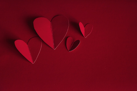 Holiday Card. Heart for Valentines day. Red hearts on a  backの写真素材