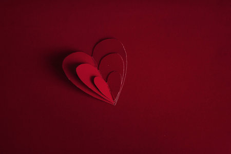 Holiday Card. Heart for Valentines day. Red hearts on a  backの写真素材