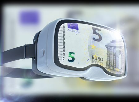 Virtual reality glasses, business, technology, internet and networking conceptの写真素材