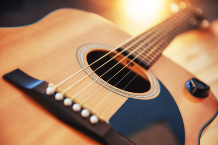 detail of classic guitar with shallow depth of field.の写真素材