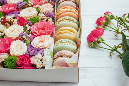 Beautiful colors of flowers and tasty Bizet. Isolated on white background.の写真素材