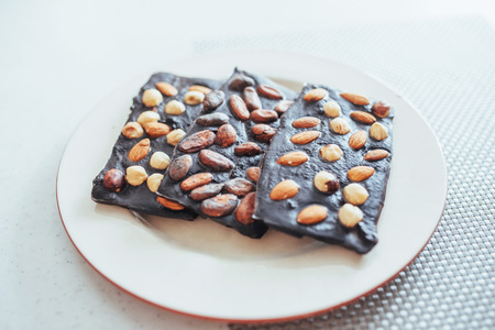 chocolate close-up on a white backgroundの写真素材