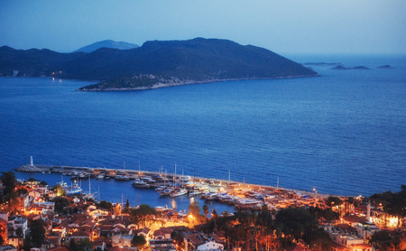 Panorama of the coast in the evening over the city of Trapani. Sicily, Italy, Europeの写真素材