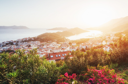 Panorama of the coast at sunset over the city of Trapani. Sicily, Italyの写真素材