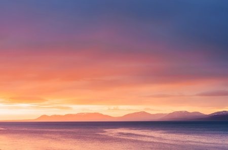 Fantastic sunset in the mountains cumulus cloudsの写真素材