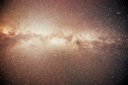 Vibrant night sky with stars and nebula and galaxy. Deep sky astrophoto