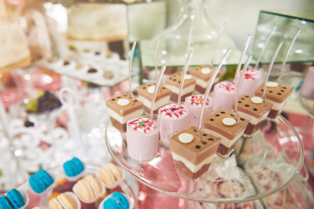 Delicious sweets on candy buffet