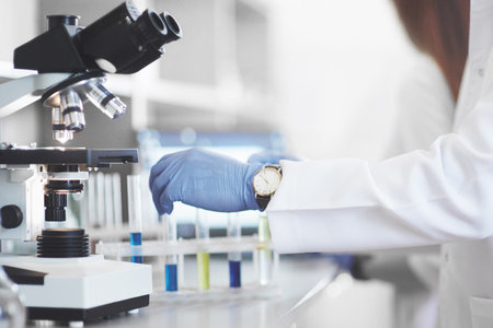 Experiments in the chemical laboratory. An experiment was carried out in a laboratory in transparent...