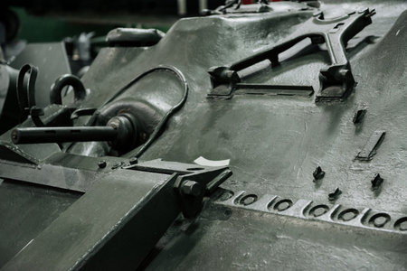 SINSHEIM, GERMANY - OCTOBER 16, 2018: Technik Museum. Side part with minigun. Powerful old black...