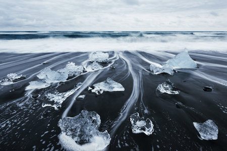 Iceland, Jokulsarlon lagoon, Beautiful cold landscape picture of icelandic glacier lagoon bay.