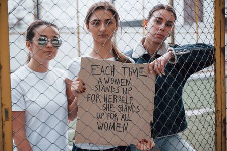 Always together. Group of feminist women have protest for their rights outdoors.の写真素材