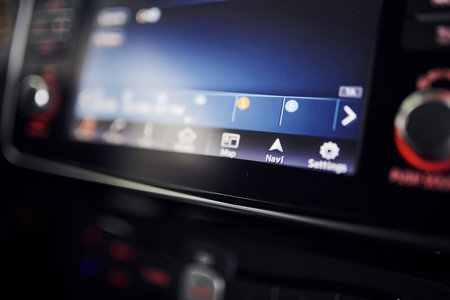 Detailed view of modern cars interior. Luxury and quality automobile.