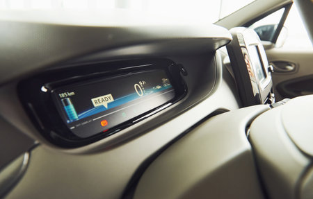 Detailed view of modern cars interior. Luxury and quality automobile.