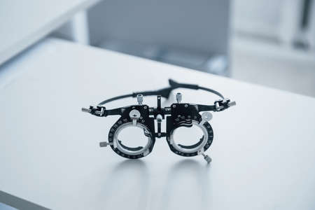 Diopter is on the white table. Close up view of single object.の写真素材